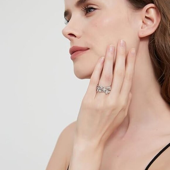 Genuine Moissanite or Simulated Diamond Sterling Silver 9mm Wide Bezel Set Ring - Picture 5 of 7